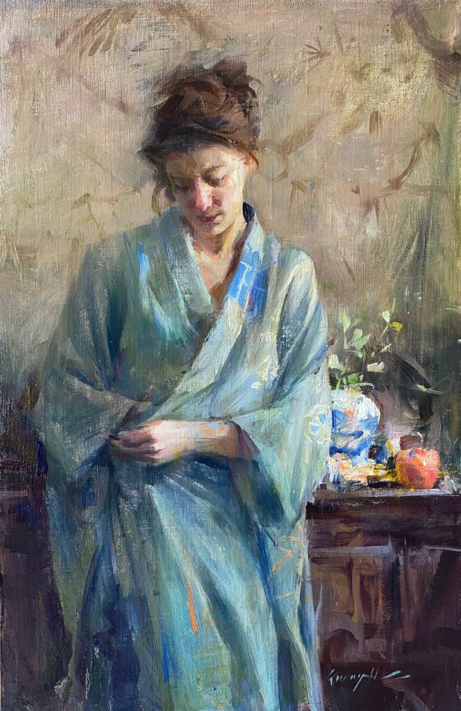Ho,-Quang,-Oriental-Silk,-Oil-on-linen,-17-x-11_$4,200