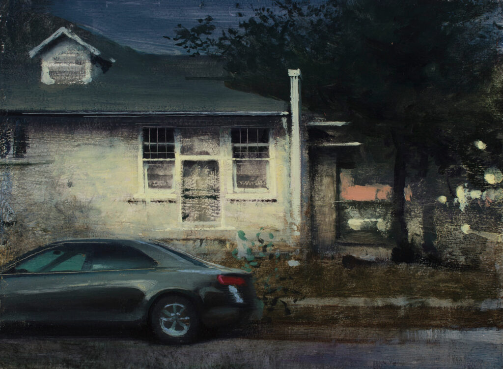 Sprick,-Daniel,-car-in-front-of-a-house,-oil-on-board-9-x-12-$10,000_Sept-9-2016