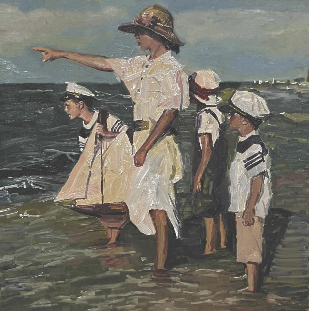 Mundy,-CW,-Children-At-The-Beach-36x36-oil-on-portrait-grade-canvas,-$25,000