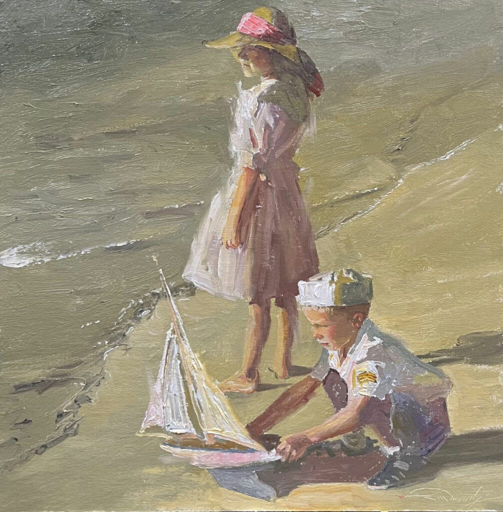 Mundy,-CW,-Day-at-the-Beach-18-x-18-oil-on-linen,-$8,500