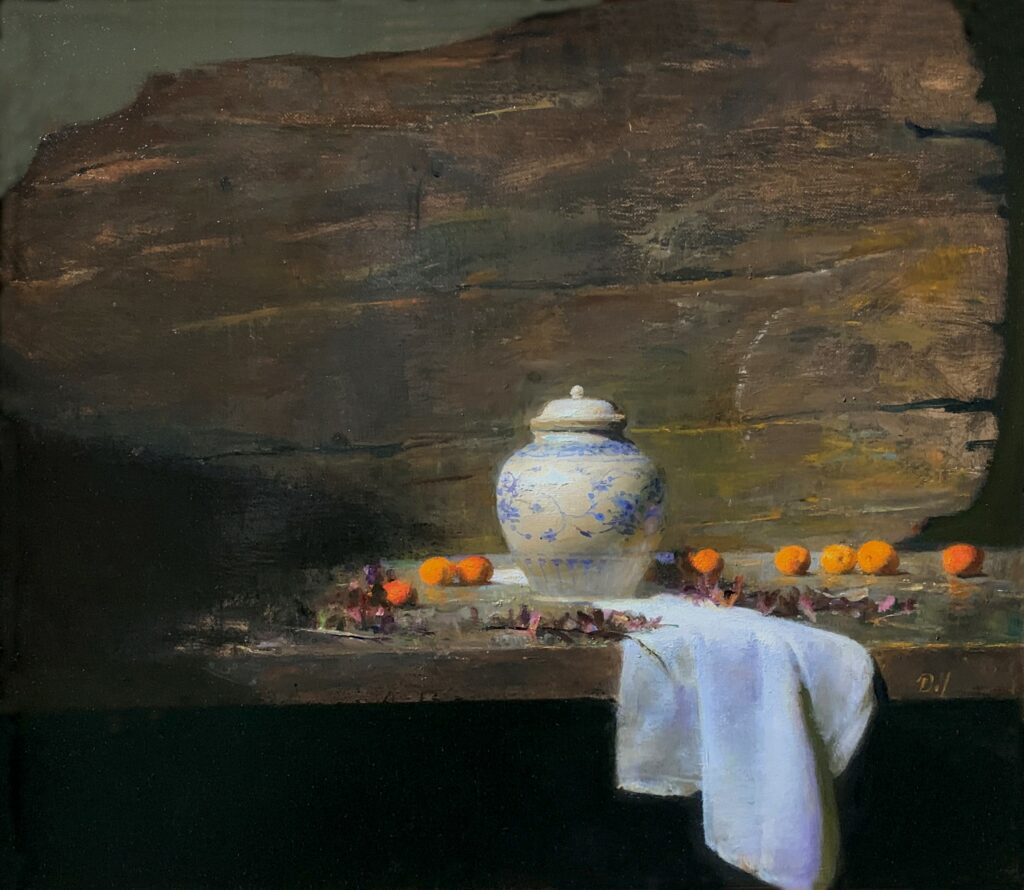 Leffel, David, Landscape with Apricots, Oil on board, 17 x 20, $43,500