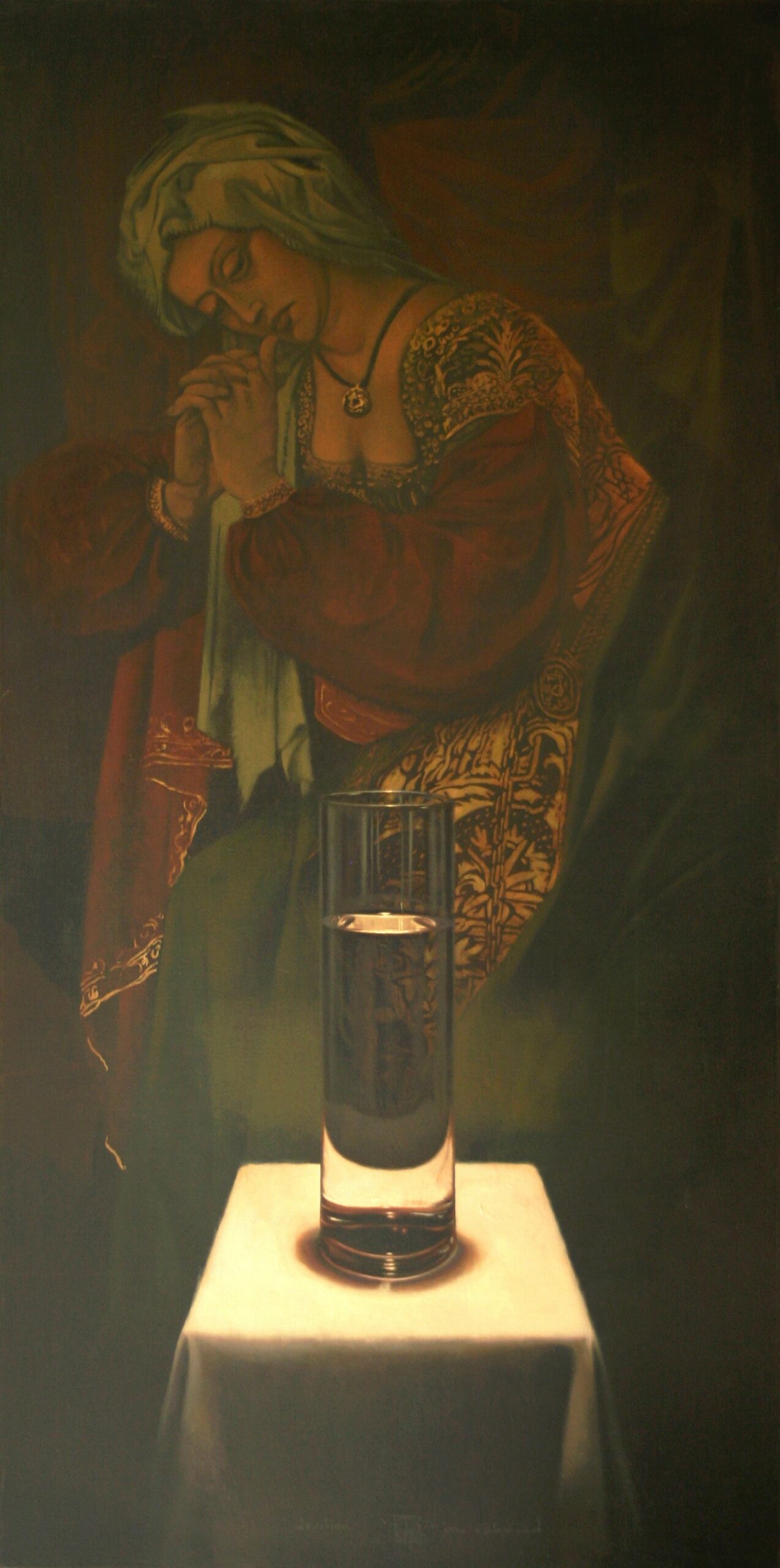 Richmond, Ron, devotion, oil and leaf on canvas, 56 x 28, $6,500